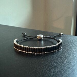 Links of London black friendship bracelet, silver